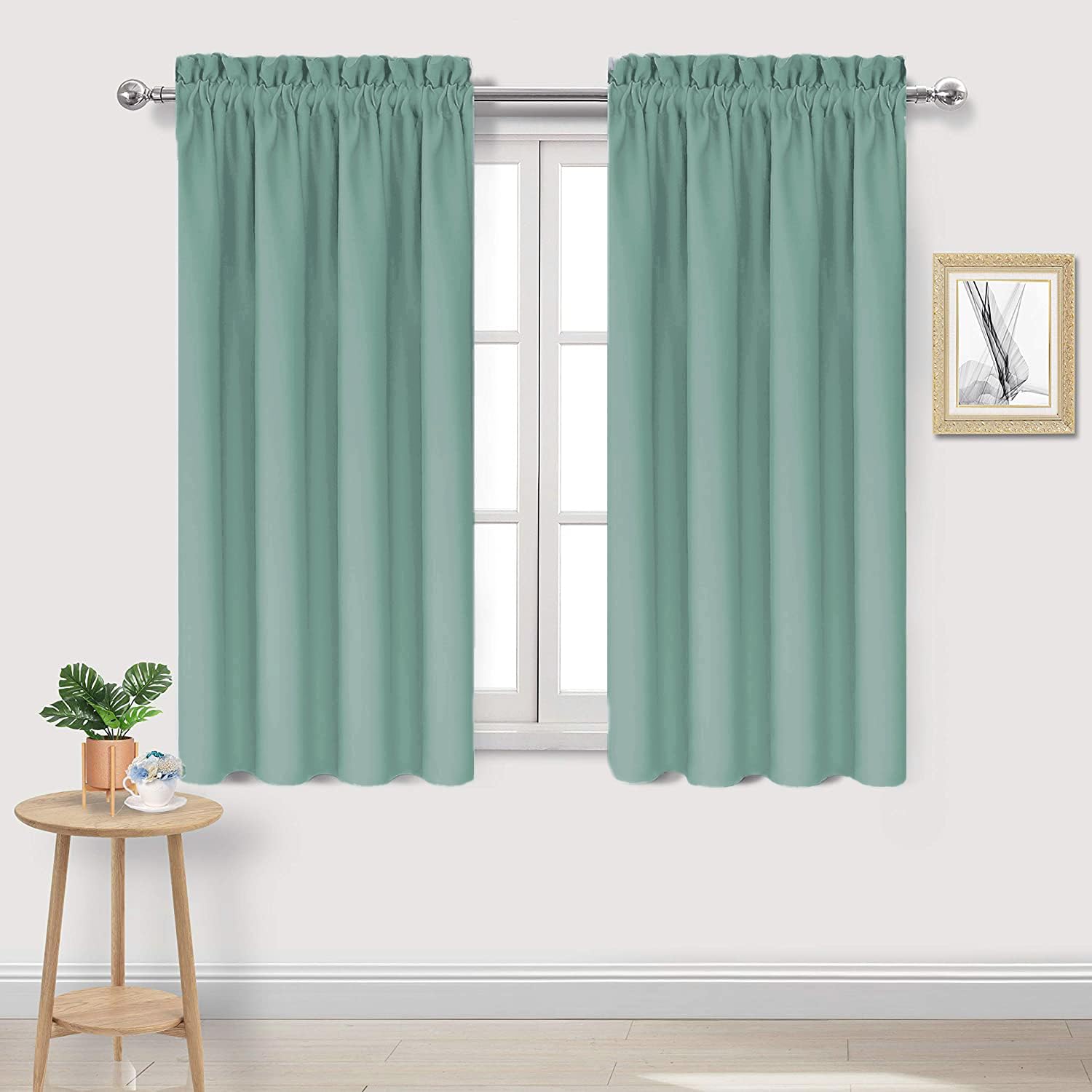 Dwcn Blackout Curtains For Living Room Thermal Insulated, Energy Saving & Noise Reducing Bedroom Curtains, Sage Green, W 38X L 5