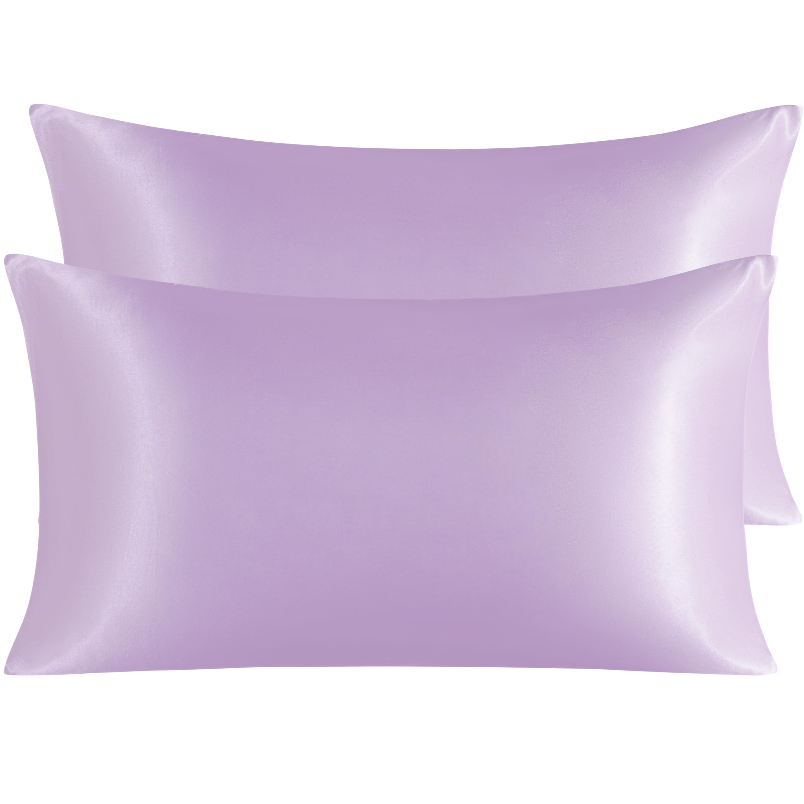 Ntbay 2 Pack Satin King Pillowcases For Hair And Skin, Luxurious And Silky Pillow Cases With Envelope Closure, 20X36 Inches, Light Purple