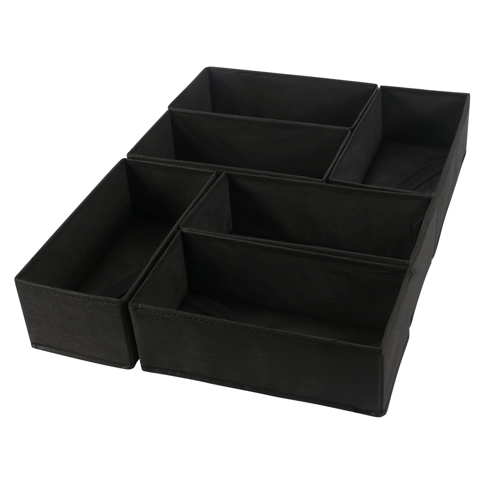 Coorganisers 6 Pack Dresser Organizers - Drawer Organizers for Clothing & Baby, Woven-Fabric Storage Drawers (Black