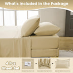 Lightweight Soft California King Sheet Set - Luxury 4 Piece Breathable Cooling Sheets, 16'' Deep Pocket Easy Care Wrinkle Free B