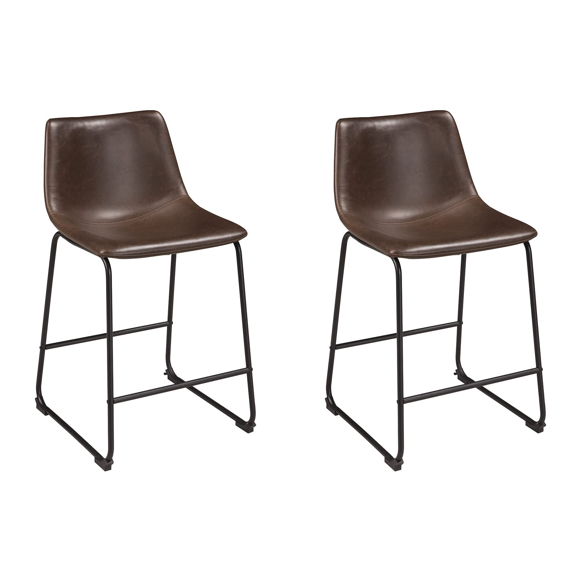 Signature Design by Ashley Centiar 24 Counter Height Modern Bucket Barstool 2 Count, Brown