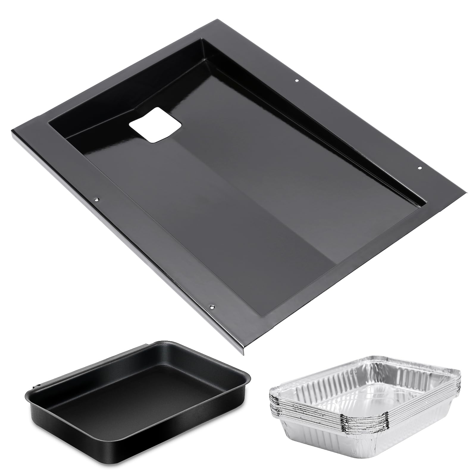 Qulimetal 91354 Grease Tray With 67047 Catch Pan For Weber Spirit 310 And 320 Grills Made In 2009 And 2012, Drip Pan Replaces We