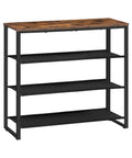 HOOBRO Shoe Rack, 4 Tier Shoe Storage Organizer with 3 Oxford Fabric Shelves and Top Panel, Holds 12-16 Pairs of Shoes for Entry