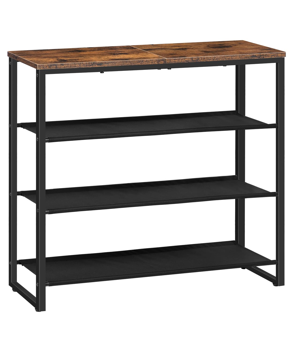 HOOBRO Shoe Rack, 4 Tier Shoe Storage Organizer with 3 Oxford Fabric Shelves and Top Panel, Holds 12-16 Pairs of Shoes for Entry