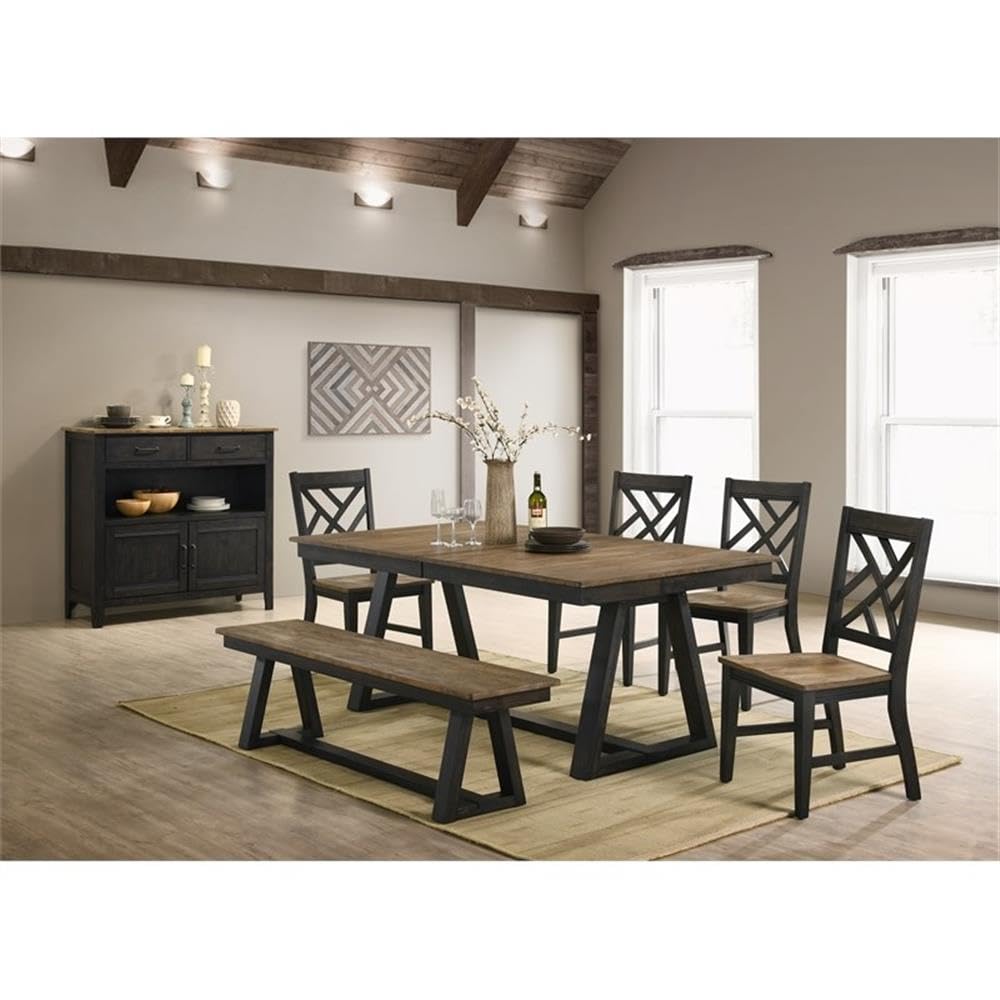 Intercon Harper Dining Chair with Lattice Back and 4 Legs, Brushed Brown & Pecan, Set of 2 Furniture