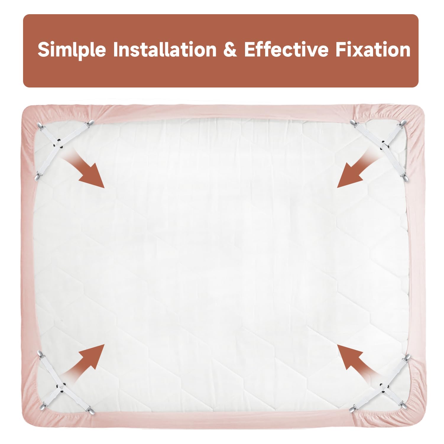 Bozenu Bed Sheet Straps, Upgrade Fitted Bed Sheet Holders For Corners, Non Slip Sheet Clips White 8Pcs