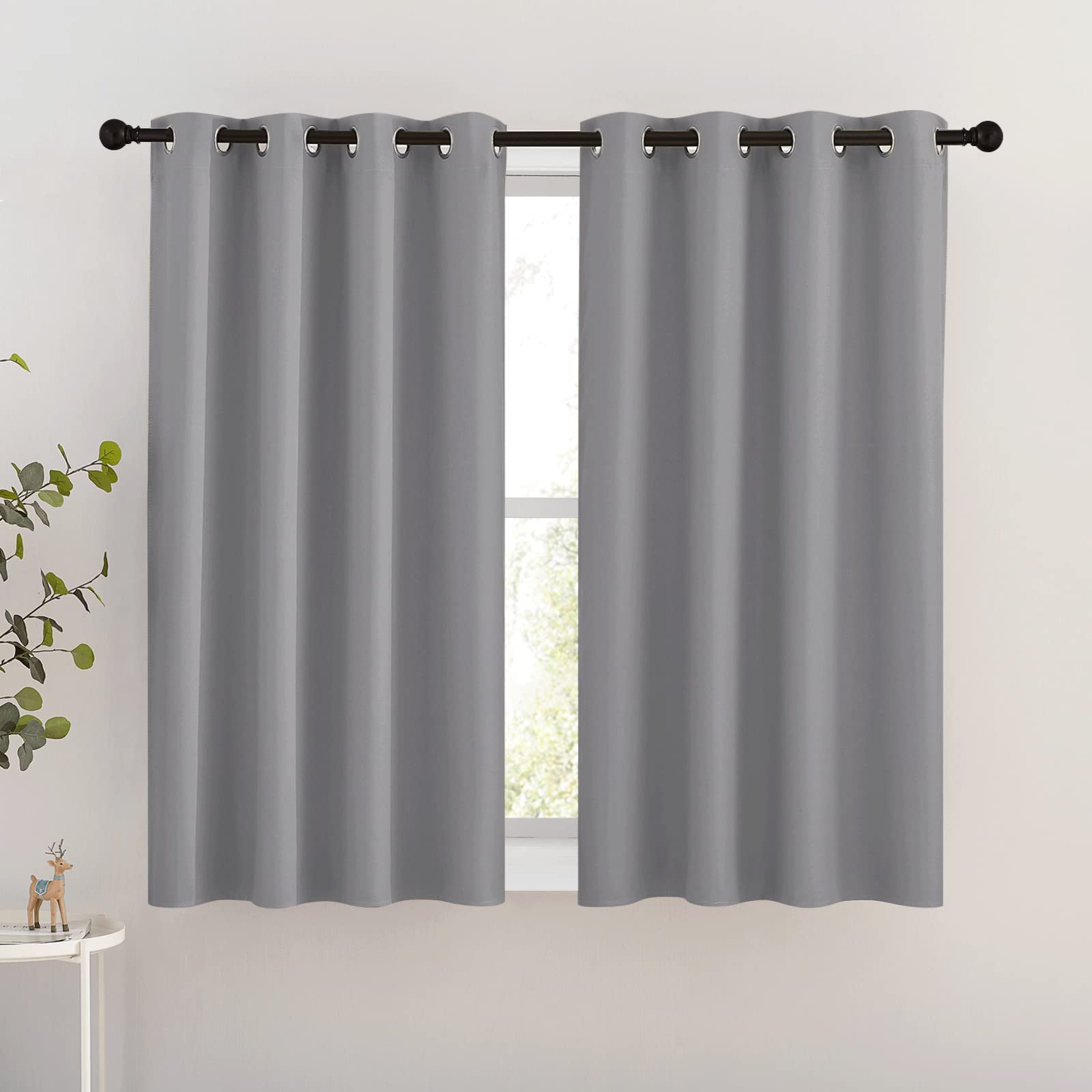 Nicetown Silver Grey Blackout Curtains For Bedroom - Triple Weave Grommet Top Thermal Insulated Window Treatment Light Blocking