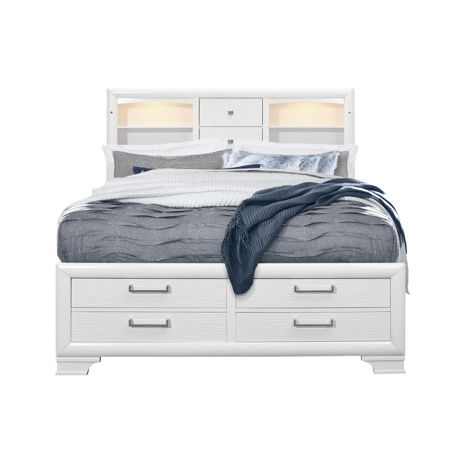 Global Furniture Usa Wh-Qb Jordyn Textured White Queen Storage Bed