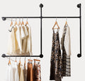 Industrial Pipe Clothing Rack Heavy Duty Wall Mounted Clothes Rack,Pipe Garment Rack Rail,Indoor Detachable Multi-Purpose Clothi