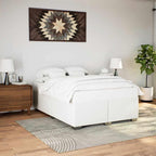 vidaXL Queen Bed Frame White Faux Leather upholstered Bedstead Modern Bedroom Furniture 79.9"x60.2"x18.1"