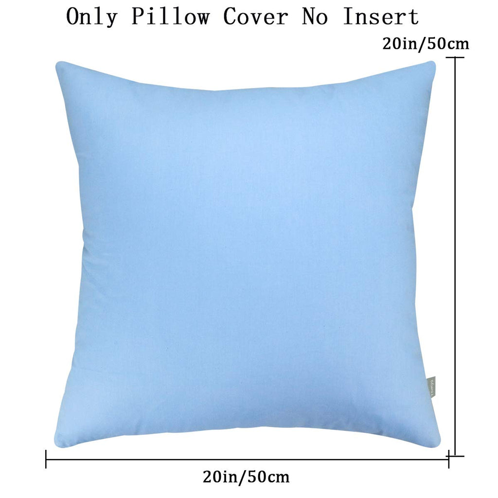 Thmyo 4-Pack 100% Cotton Comfortable Solid Decorative Throw Pillow Case, Square Cushion Cover Pillowcase Sublimation Blank Pillow Covers Diy Throw Pillowcase For Sofa(20X20 Inch/ 50X50Cm,Sky Blue)