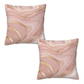 Pink And Gold Marble Throw Pillow Covers 18'X18' Set Of 2, Abstract Art Modern Decorative Pillows Case Outdoor Cushion Covers