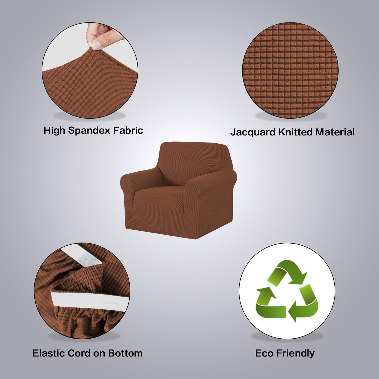 H.Versailtex Stretch Chair Slipcover Sofa Cover Furniture Protector Cover High Spandex Small Checks Knitted Jacquard Sofa Cover