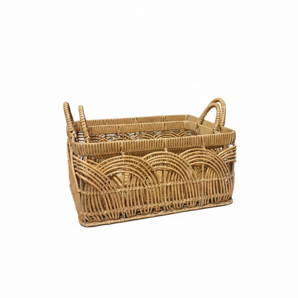 Merishopp Woven Laundry Hamper Waterproof Faux Rattan Basket Decorative Look Wicker Appearance Basket for Bedroom, Bathroom, Set