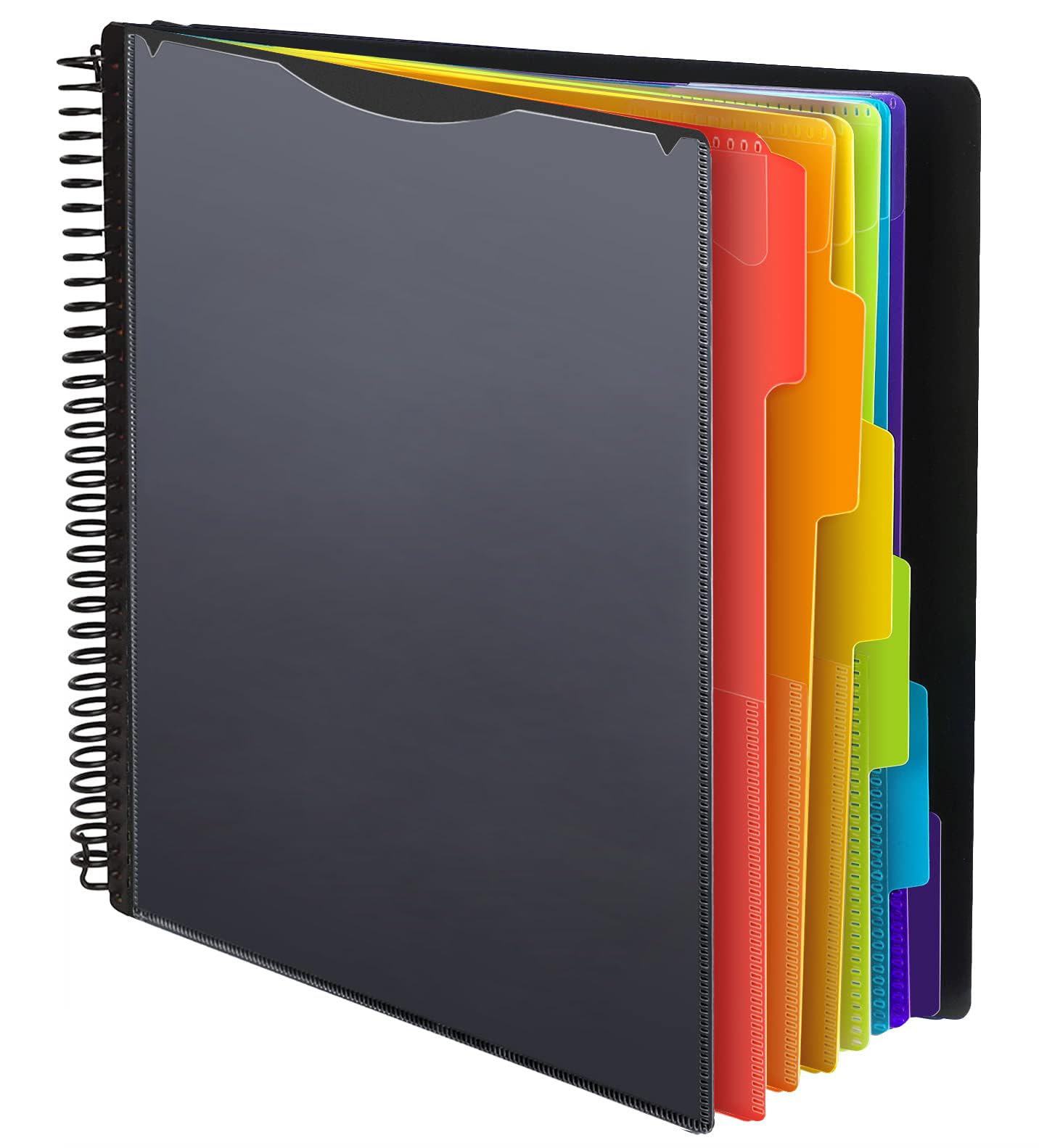 Habgp 12 Pocket Plastic Folders With Pockets, 6 Colors Multi Pocket Folder Binder With Dividers, Office Organizer Folder Letter