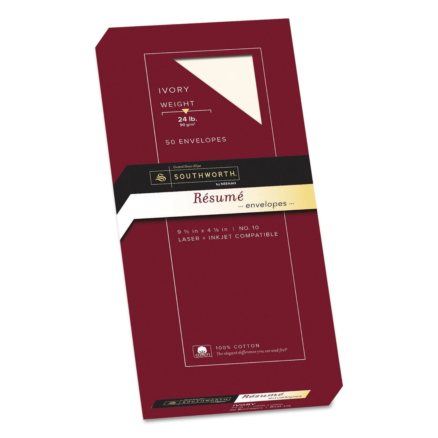 Southworth Company Products - Resume Envelopes, Laser/Inkjet, No 10, 24Lb., 50/Pk, Ivory - Sold As 1 Bx - Exceptional Resume Env