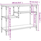 vidaXL Black Engineered Wood Metal Frame Console Table - Industrial Hallway Table with Shelves for Living Room Storage, 39.4"x13.8"x29.5"
