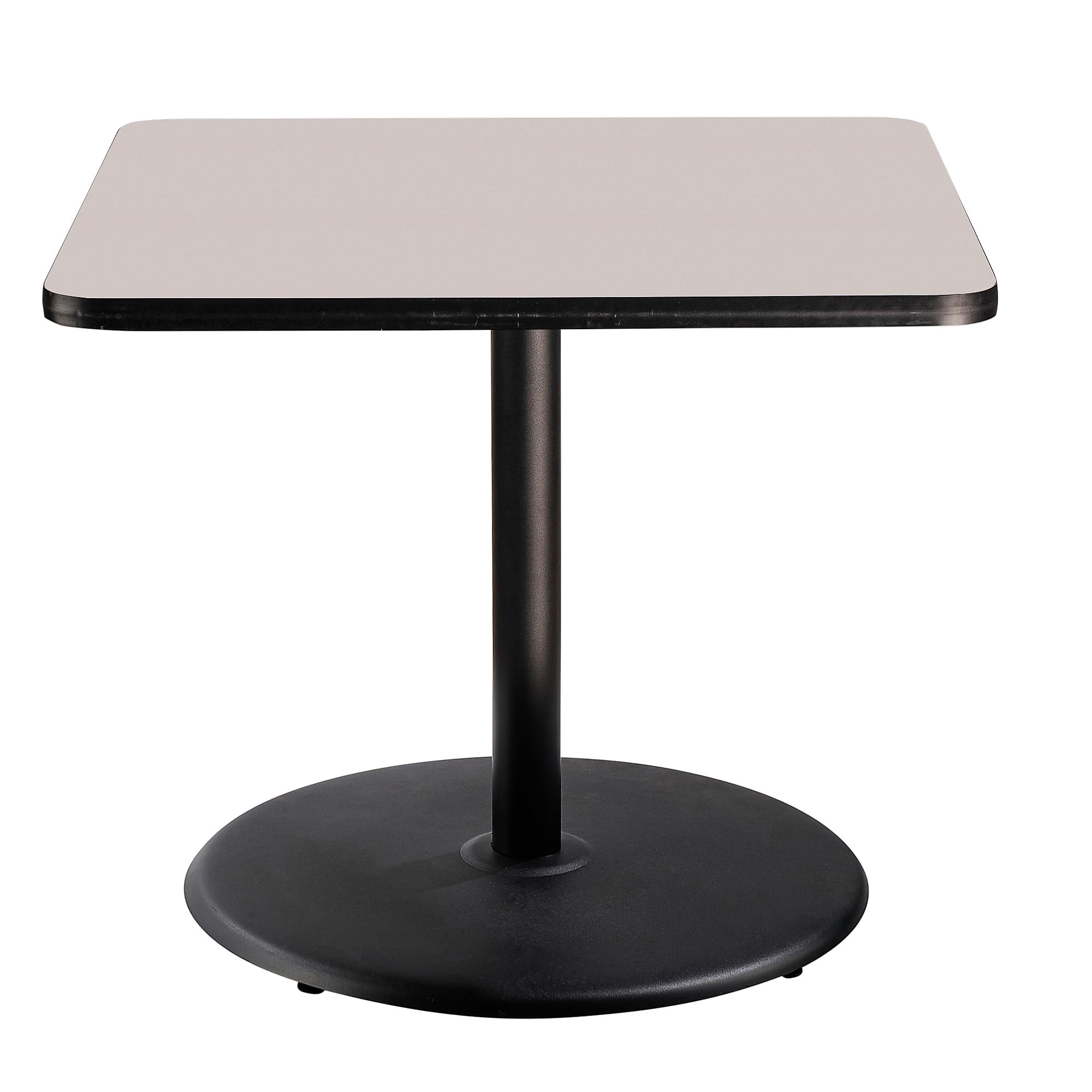 National Public Seating Nps 36&Quot; Square Cafe Table With Round Base, 30&Quot; Height, Particleboard Core/T-Mold, Grey Nebula Top, Black Frame