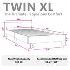 vidaXL Velvet Bed Frame Platform Bed, Scandinavian Style/Slats Support/No Box Spring Needed/Without Mattress/Easy Assembly, Dark Grey Twin XL Bed