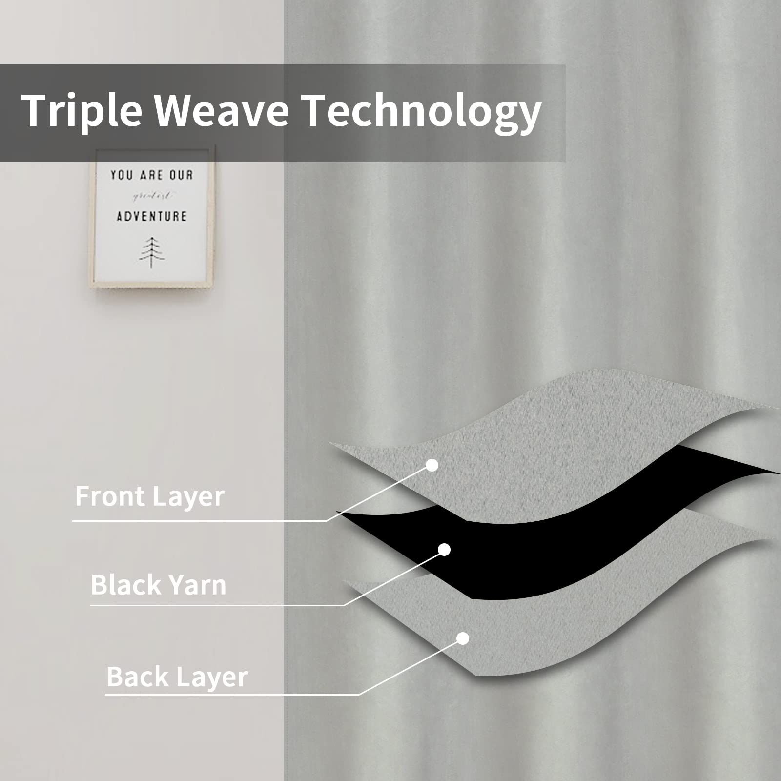 Easy-Going Blackout Curtains For Bedroom, Solid Thermal Insulated Grommet And Noise Reduction Window Drapes, Room Darkening Curtains For Living Room, 2 Panels(46X84 In, Greyish White)