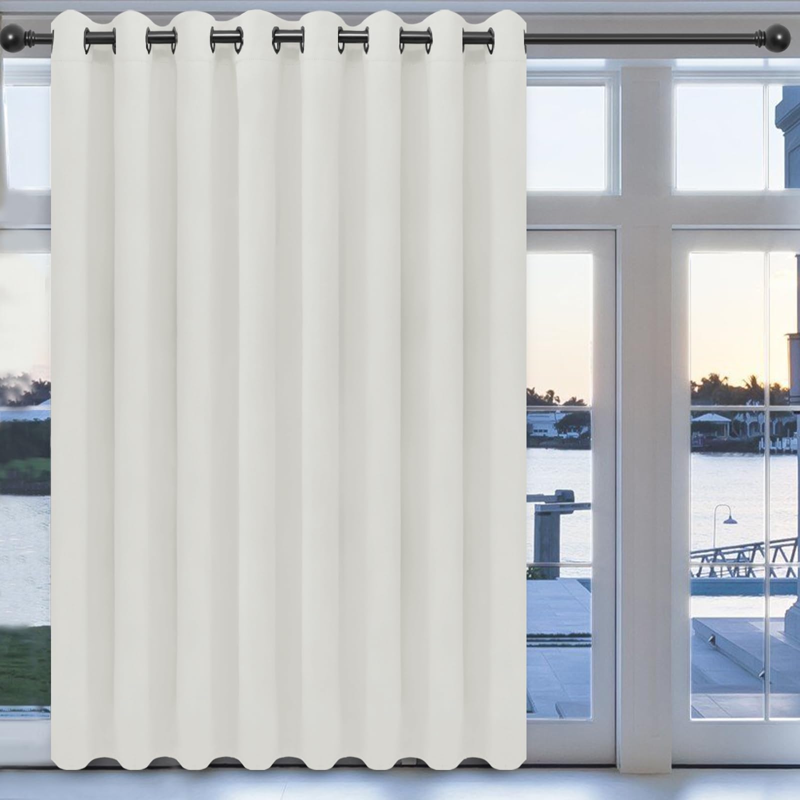 Easy-Going Blackout Door Curtains For Bedroom, Solid Thermal Insulated Grommet And Noise Reduction Window Drapes, Room Darkening