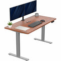 VIVO Electric 55 x 28 in Standing Desk, Memory Height Adjustment, 1B Series, Holds 220 lbs, One-Piece Dark Walnut Top, Gray Fram