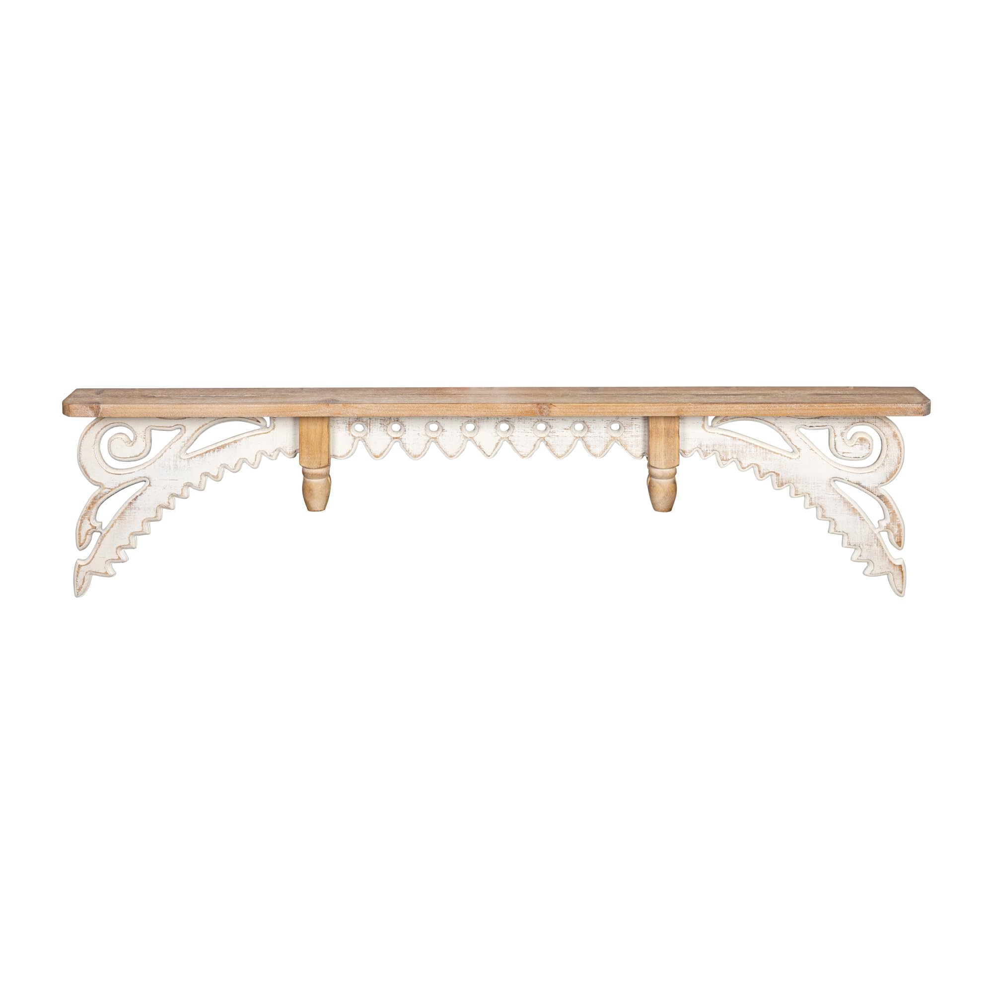 Stratton Home Décor Stratton Home Decor Vintage Wall Shelf, 3X44.4X11.6, Natural Wood, White