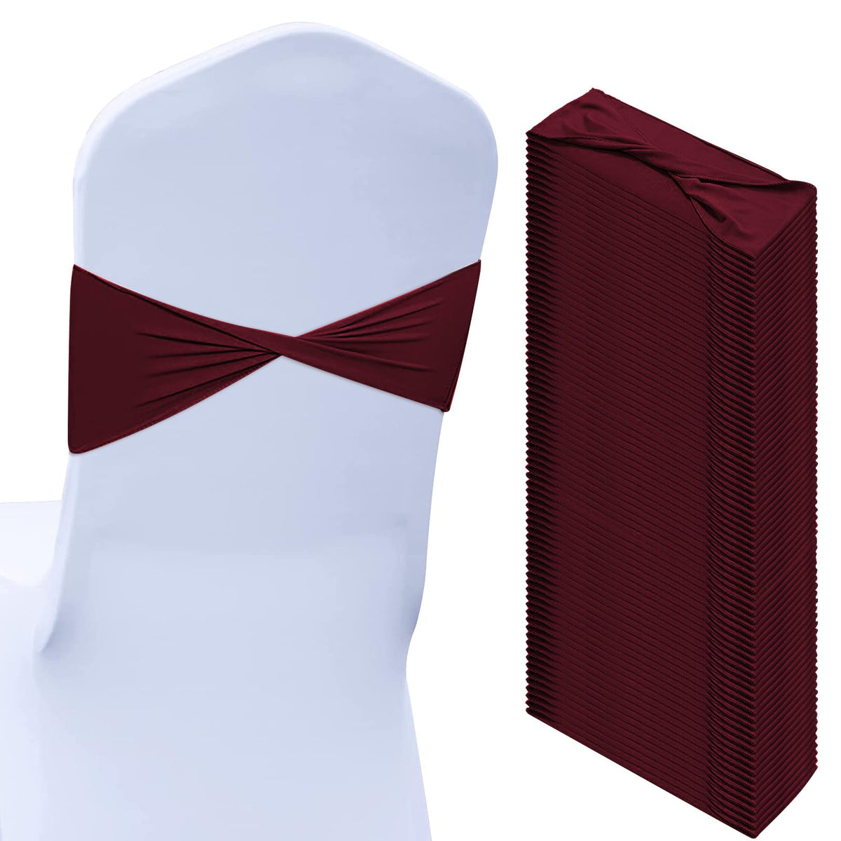 Kinlop 50 Pcs Spandex Chair Sashes Bows Chair Bands Slider Sashes For Chair Covers Elastic Chair Bands Ties Without Buckle Chair