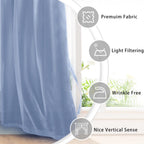 Hiasan Dusty Blue Sheer Curtains For Bedroom With Tiebacks, Grommet Light Filtering Extra Wide Voile Texture Window Curtains For Living Room, Kids' Room And Nursery, W70 X L84, 2 Soft Drape Panels