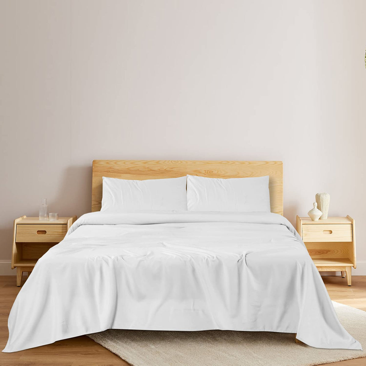 Blc White King Sheets, Brushed Microfiber King Size Egyptian Bedding, Extra Soft Cooling Bed Sheet, Deep Pocket Up To 15-Inch Ma