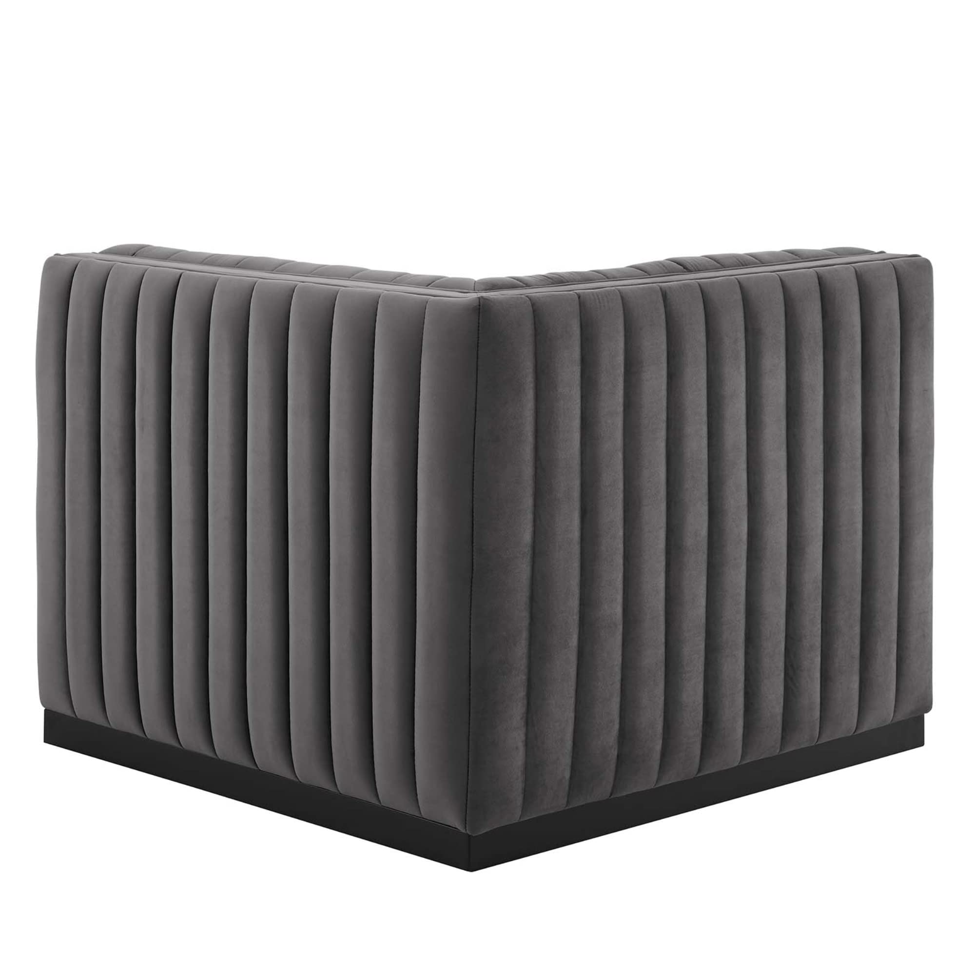 Modway Conjure Modern Channel Tufted Velvet Left Corner Chair In Gray