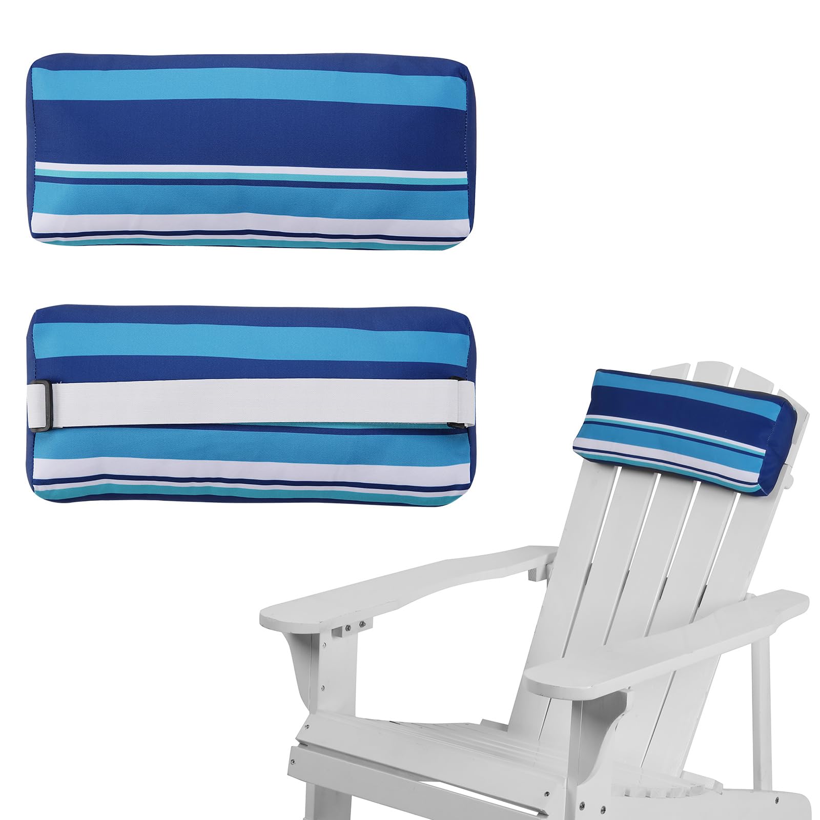 Rasugarlary Chaise Lounge Head Pillow, 2 Pack Outdoor Lounge Chair Pillows With Elastic Strap Water Resistant Lounge Head Restin