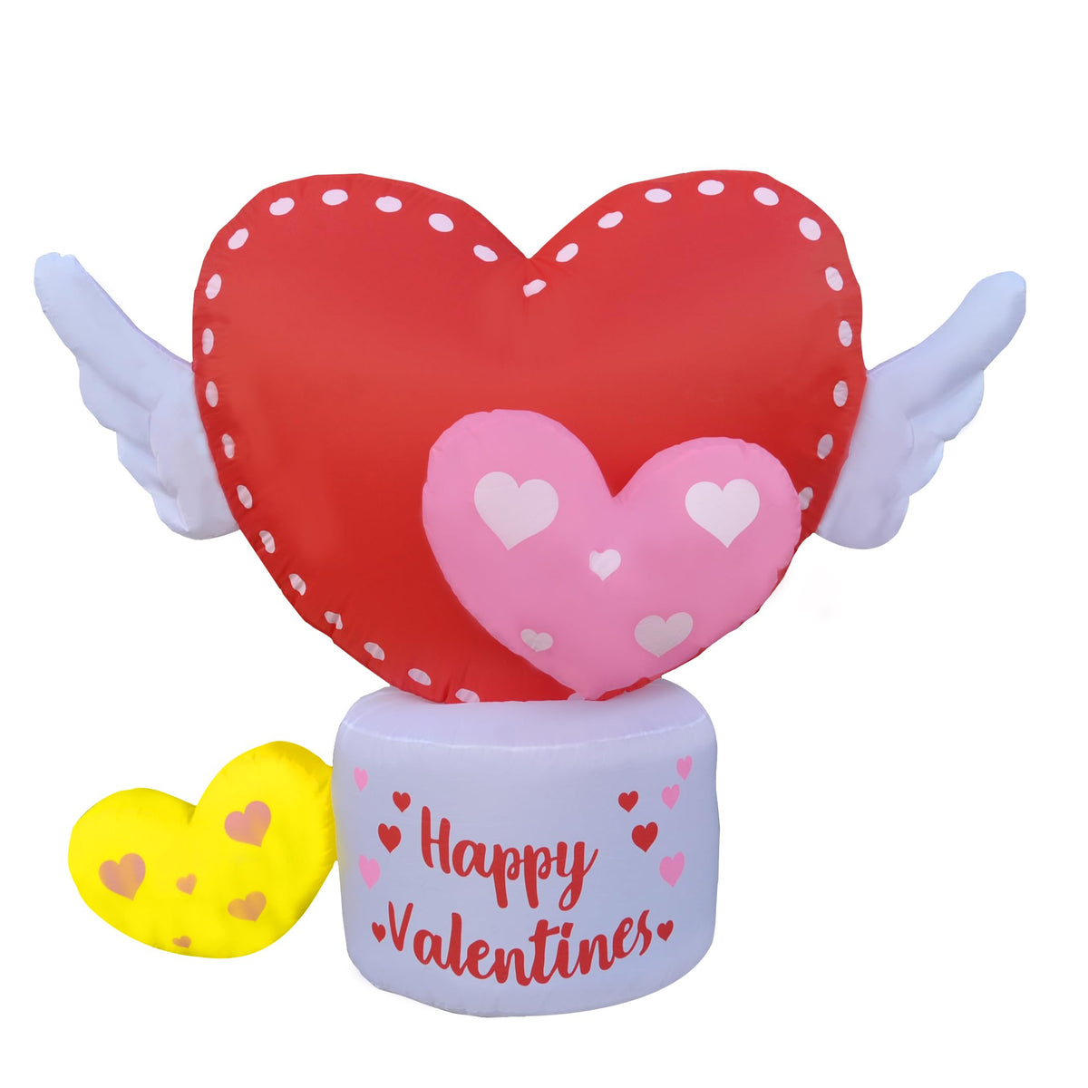 Fraser Hill Farm 5 Ft. Heart With Wings 'Happy Valentines' Inflatable With Lights, Outdoor Valentines Inflatable Decoration For Lawn And Yard, Giant Festive Holiday Decor