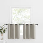 Nicetown Kitchen Window Valances For Half Window, Farmhouse Grommet Window Tiers For Living Room, Room Darkening Country Small Curtains For Bathroom (Natural, 1 Pair, 42' Wide X 24' Long)