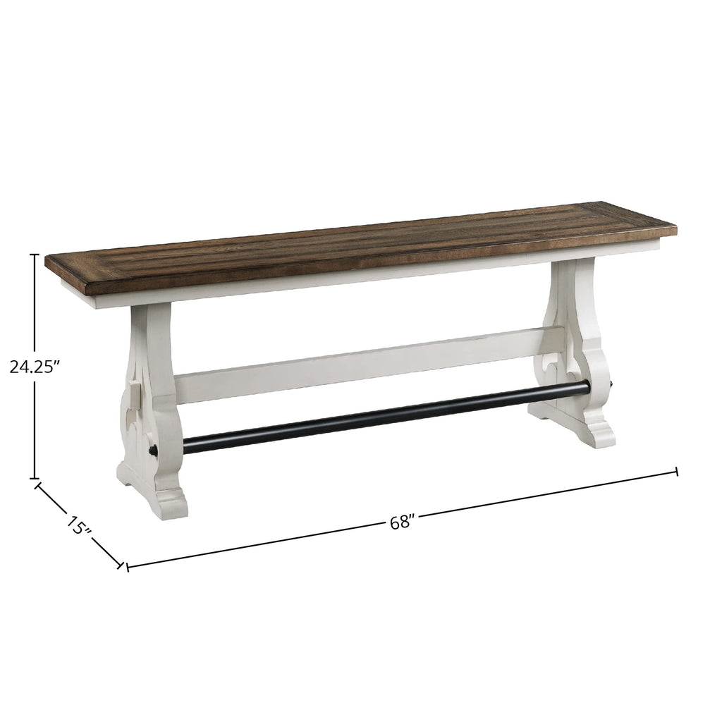 Intercon Drake Backless, Counter Height, Rustic White & French Oak Bench