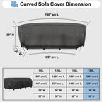 Outdoorlines Waterproof Curved Outdoor Sectional Cover - Uv Resistant Windproof Patio Sectional Sofa Covers For Deck, Lawn And Backyard, Heavy Duty Furniture Covers (190Lx36Dx39Hx128Fl, Black)