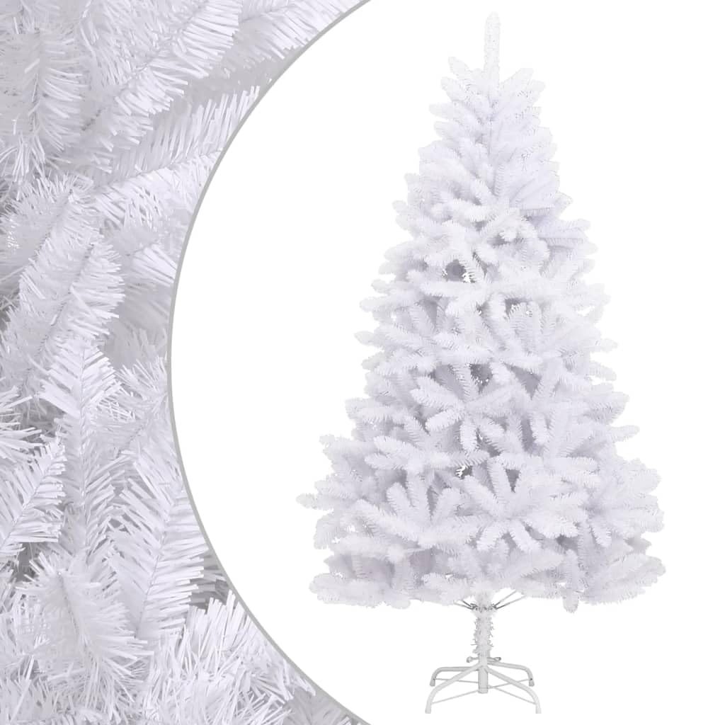 vidaXL Artificial Hinged Christmas Tree – 94.5&quot; White Festive Xmas Tree with Realistic PVC Tips and Stable Metal Stand – Suitable for Indoor and Outdoor Use