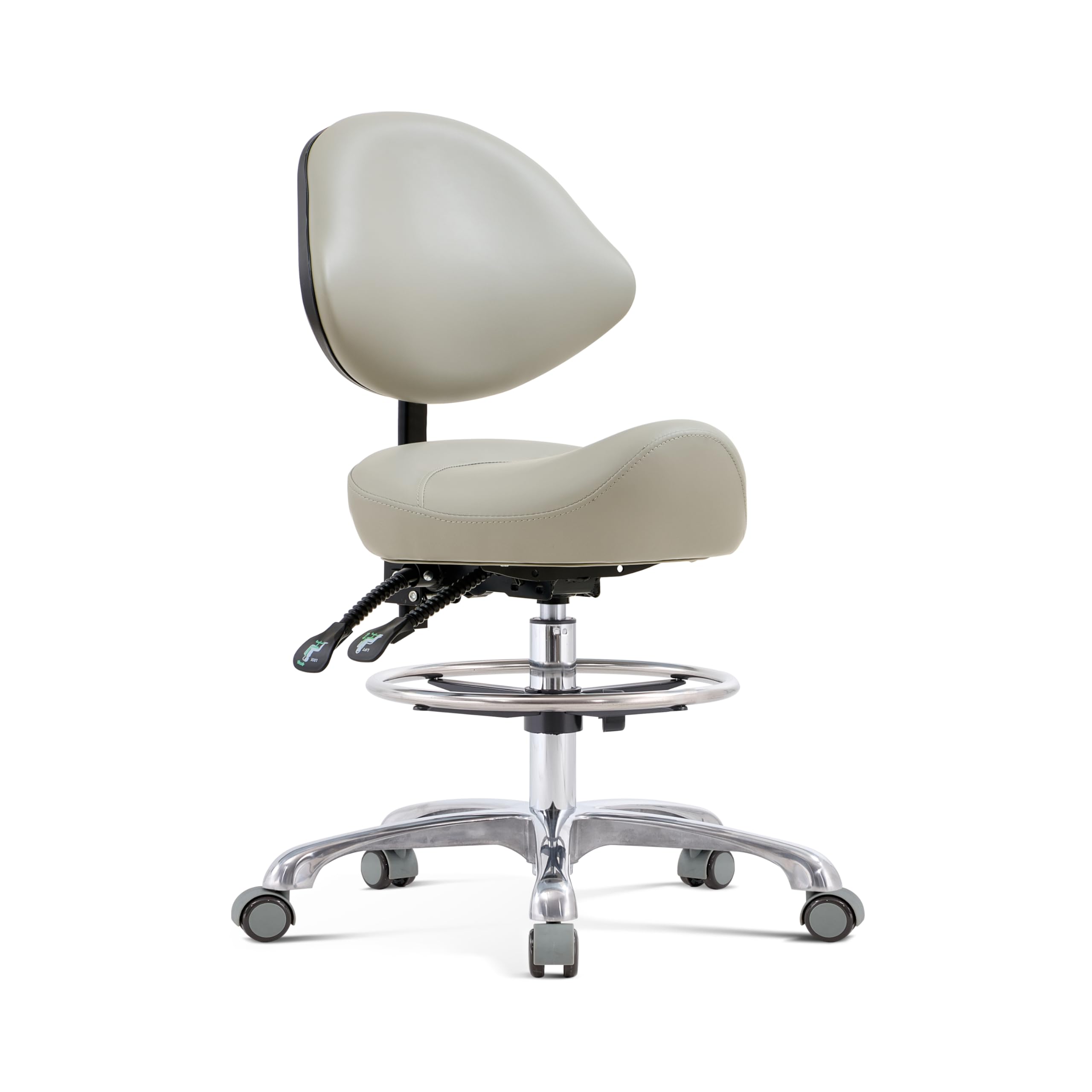 Saddle Chair Rolling Saddle Stool with Back Support, Esthetician Chair Ergonomic Saddle Chair for Dental Hygienist, Doctor, Medi