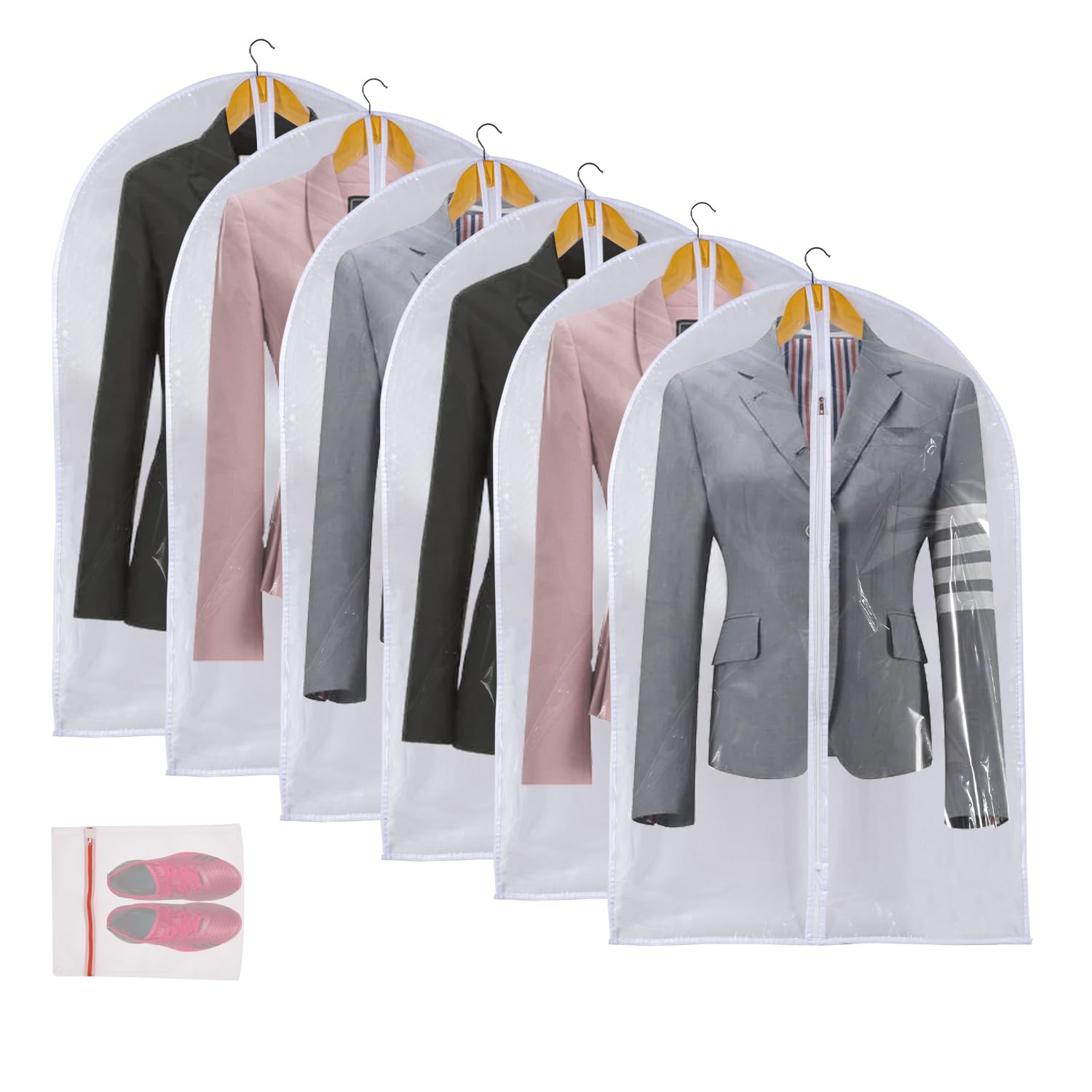 Clear Garment Bags For Hanging Clothes, 36 Women Suit Bags, Plastic Garment Bags for Closet Storage, Suit Cover Bags with Zipper