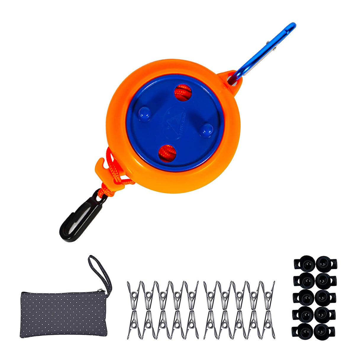 Portable Clothesline with Clothespins & Fixed Buttons Windproof Travel Retractable Clothesline Heavy Duty Clothes Drying Line 26