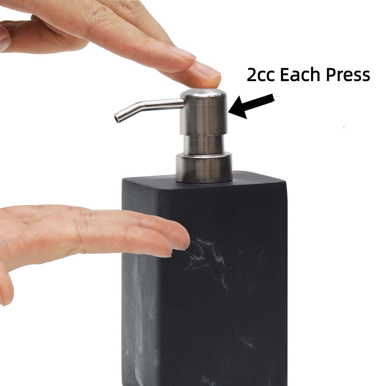 Suanti 2Pcs Hand Soap And Lotion Dispenser Sets For Bathroom Countertop,Black Marble Texture Resin Stone Liqiud Dish Soap Dispen