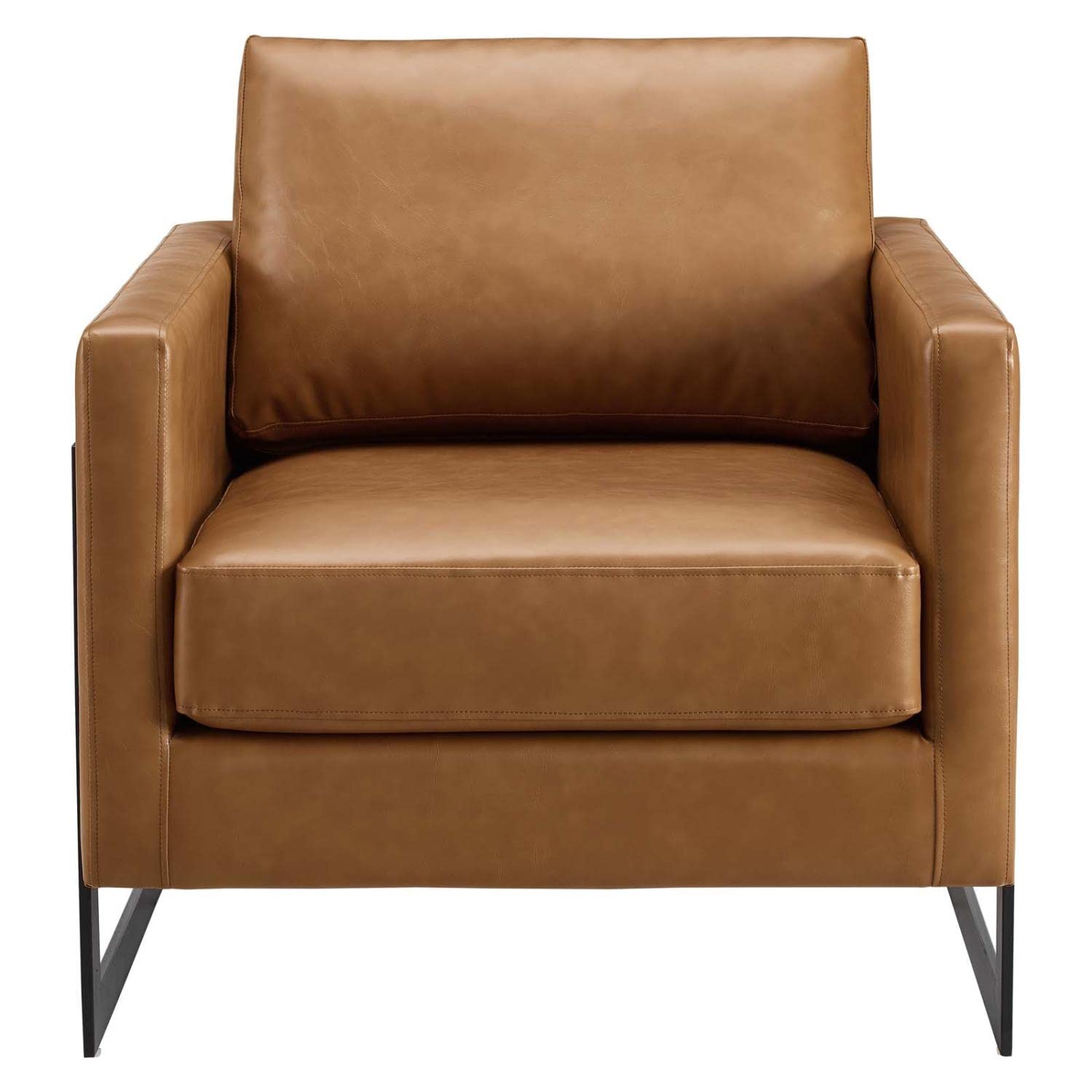 Modway Posse Vegan Leather Accent Chair In Black Tan