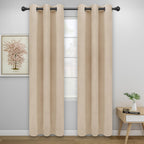 Easy-Going Blackout Curtains For Bedroom, Solid Thermal Insulated Grommet And Noise Reduction Window Drapes, Room Darkening Curtains For Living Room, 2 Panels (34X72 In, Beige)