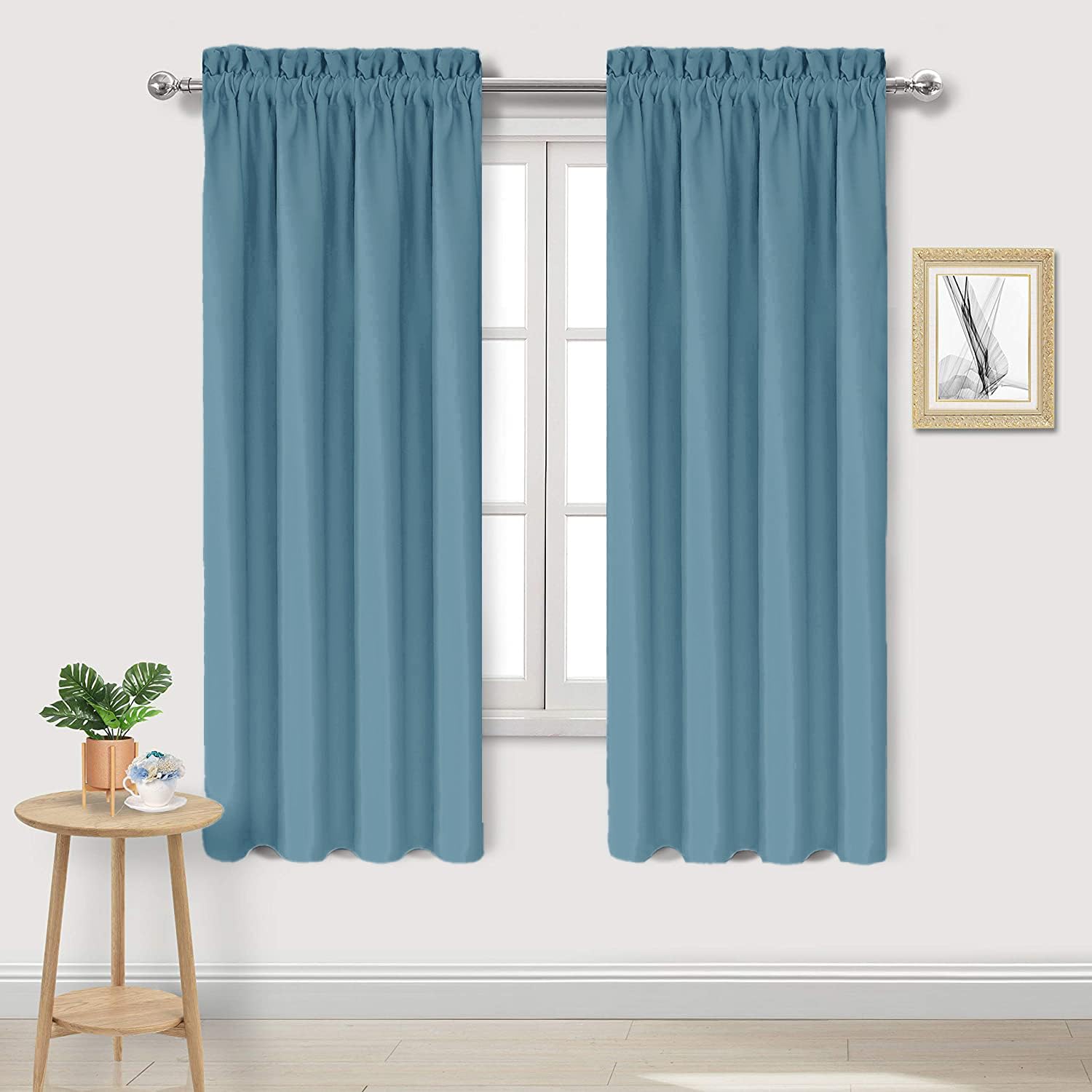 Dwcn Blackout Curtains For Living Room Thermal Insulated, Energy Saving & Noise Reducing Bedroom Curtains, Stone Blue, W 42X L 6