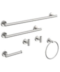 HOMEMYSTIQUE 6 Pcs Brushed Nickel Bathroom Accessories Hardware Set SUS304 Stainless Steel Hand Towel Bar Toilet Paper Holder To