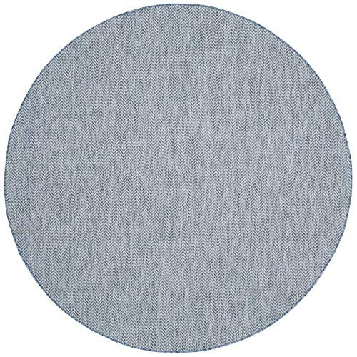 Safavieh Courtyard Collection 5'3' Round Navy/Grey Cy8022 Indoor-Outdoor Waterproof Easy-Cleaning Patio Backyard Mudroom Area-R
