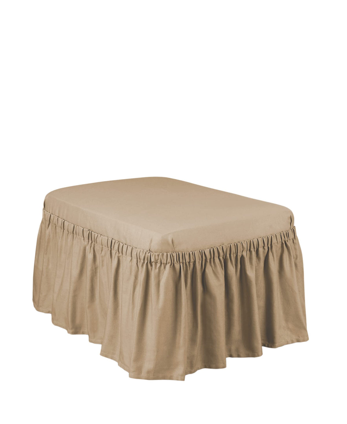 Surefit Cotton Duck Ottoman Two Piece Slipcover, Footstool Cover, Full Length, Relaxed Woven Fit, 100% Cotton, Machine Washable, Tan