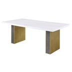 Coaster Home Furnishings Carla Rectangular Dining Table with Cultured Carrara Marble Top White and Gold