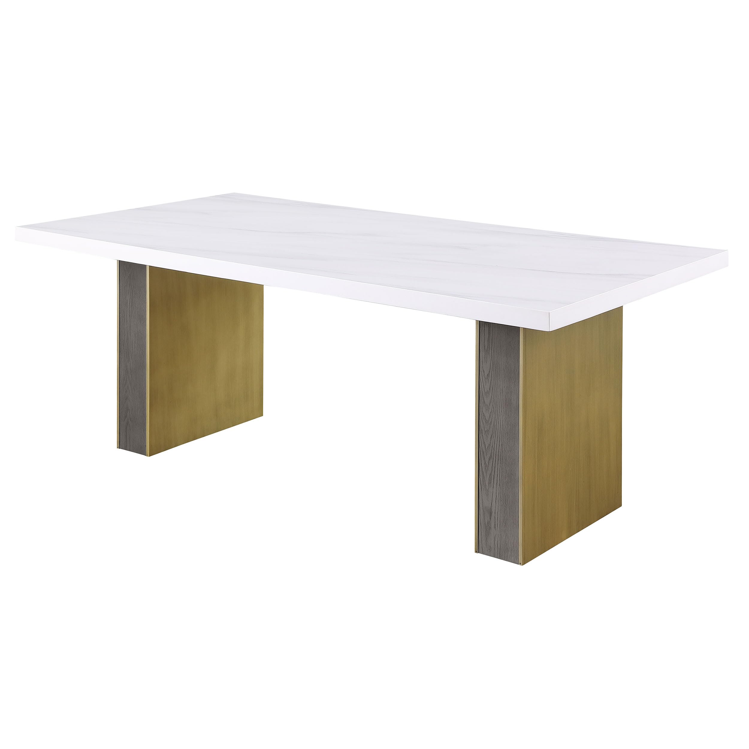 Coaster Home Furnishings Carla Rectangular Dining Table with Cultured Carrara Marble Top White and Gold