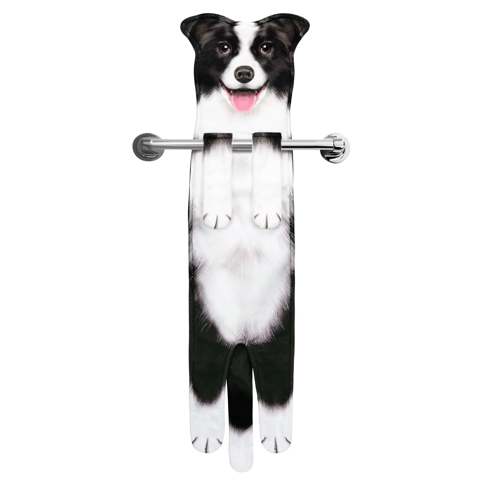 AGRIMONY Border Collie Dog Funny Hand Towels for Kitchen Bathroom - Dog Mom Gifts for Women Dog Dad Gifts for Men- Mothers Fathe